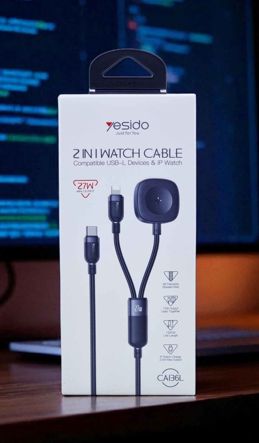 YESIDO 2 IN 1 WATCH CABLE CA136L
