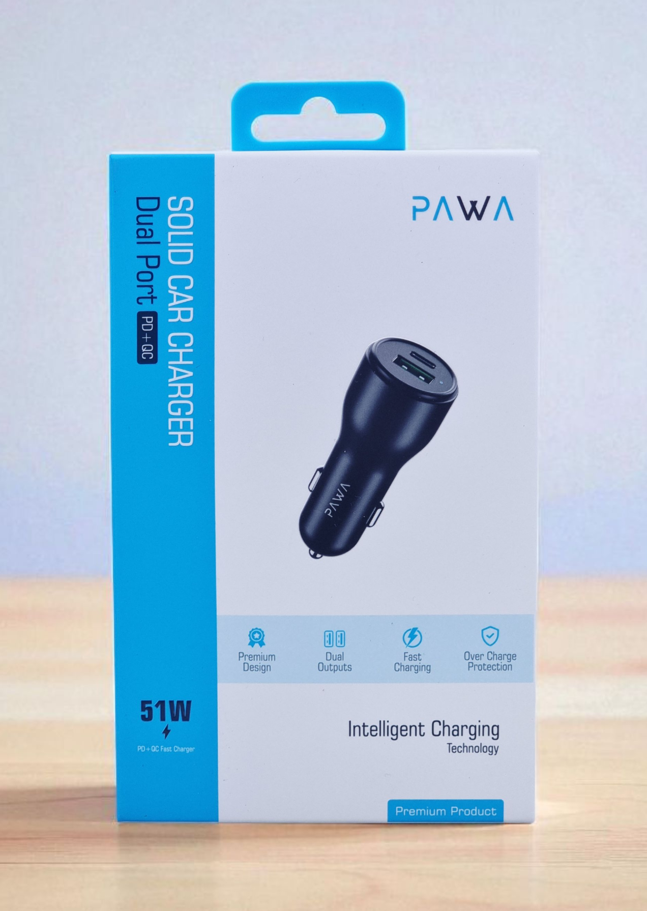 PAWA SOLID CAR CHARGER DUAL PORT PD+QC 51W