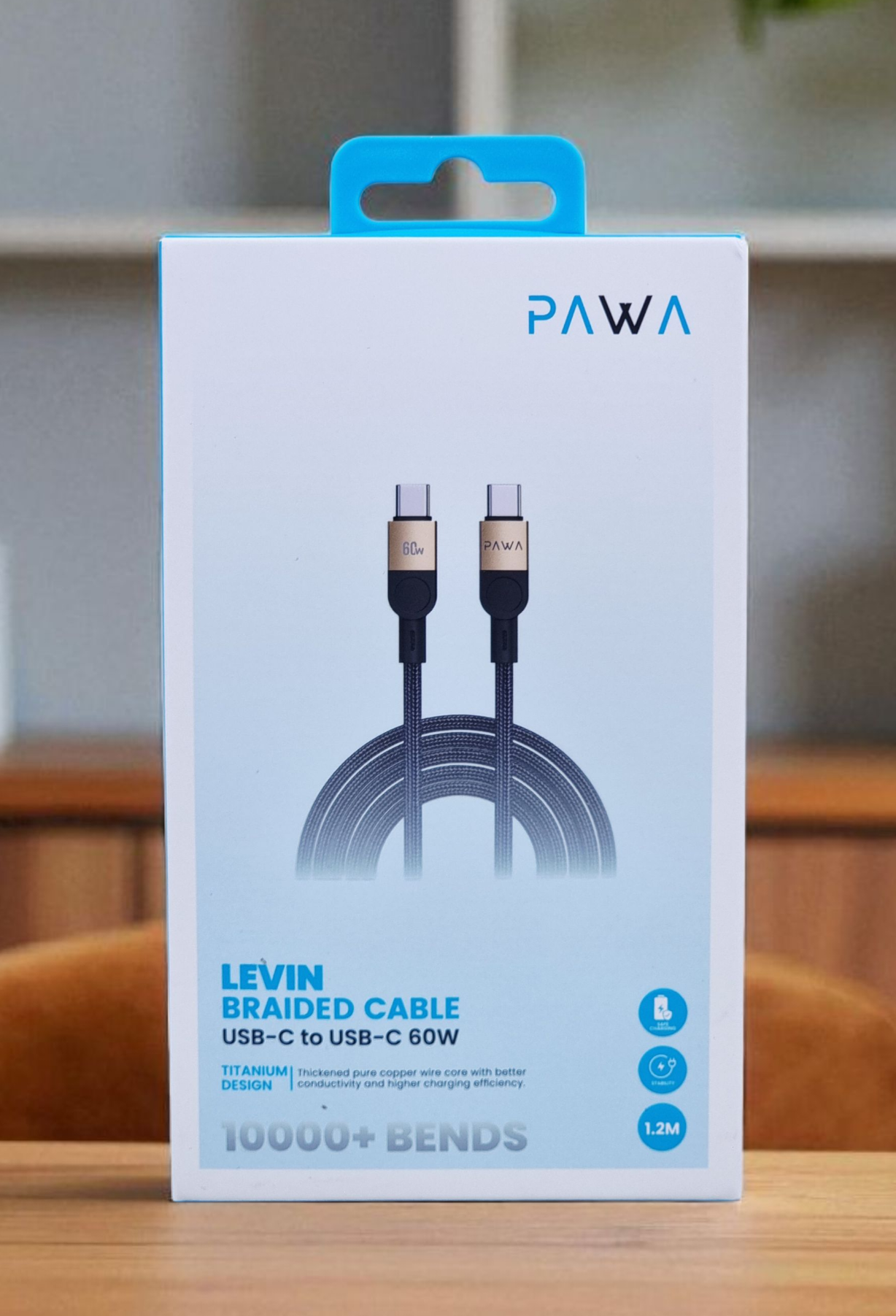 PAWA LEVIN USB-C TO USB-C BRAIDED CABLE 1.2M 60W