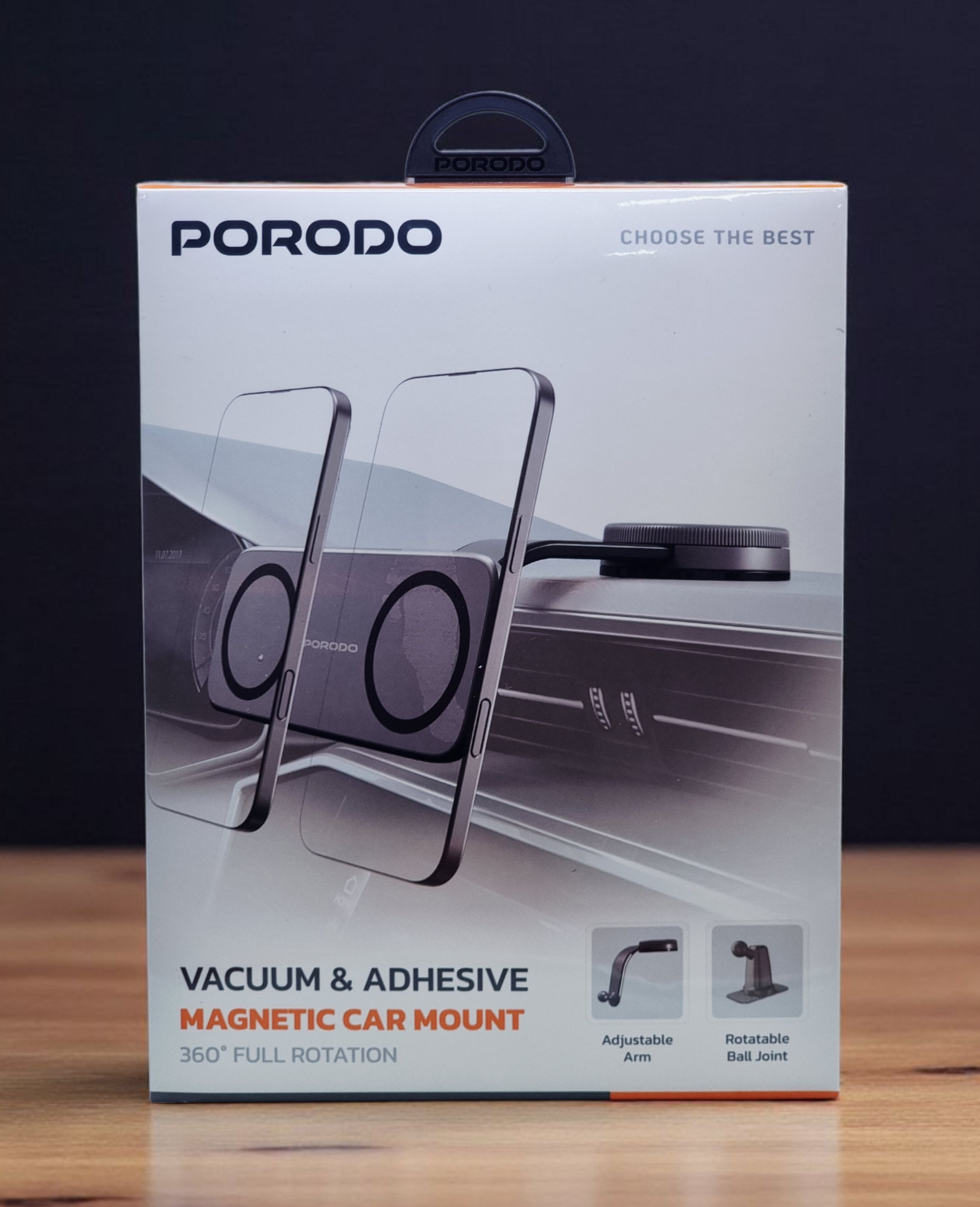 PORODO VACUUM & ADHESIVE MAGNETIC CAR MOUNT