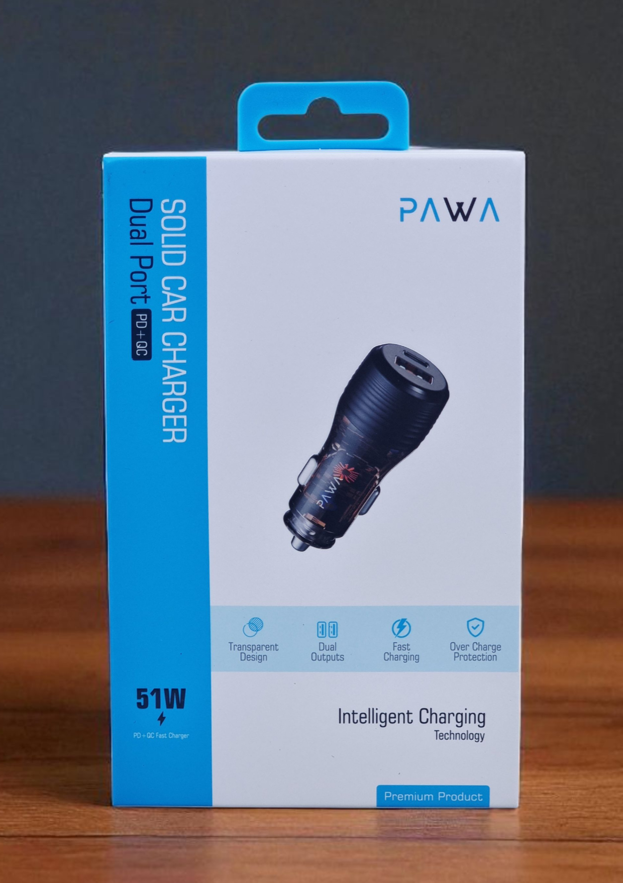 PAWA SOLID CAR CHARGER DUAL PORT PD+QC 51W