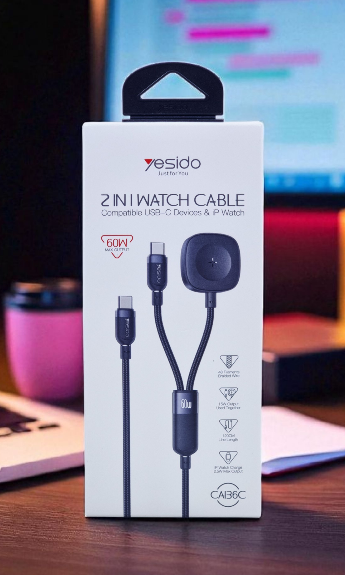 YESIDO 2 IN 1 WATCH CABLE CA136C